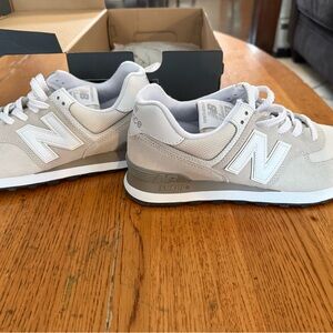 New Balance Light Tan and White Sneakers